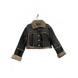 Vintage 90's Pegabo Attitude Women's Faux Shearling Cropped Suede Jacket Size L